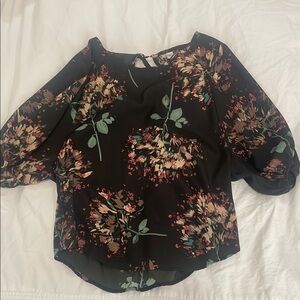 LC Lauren Conrad Floral Black Blouse